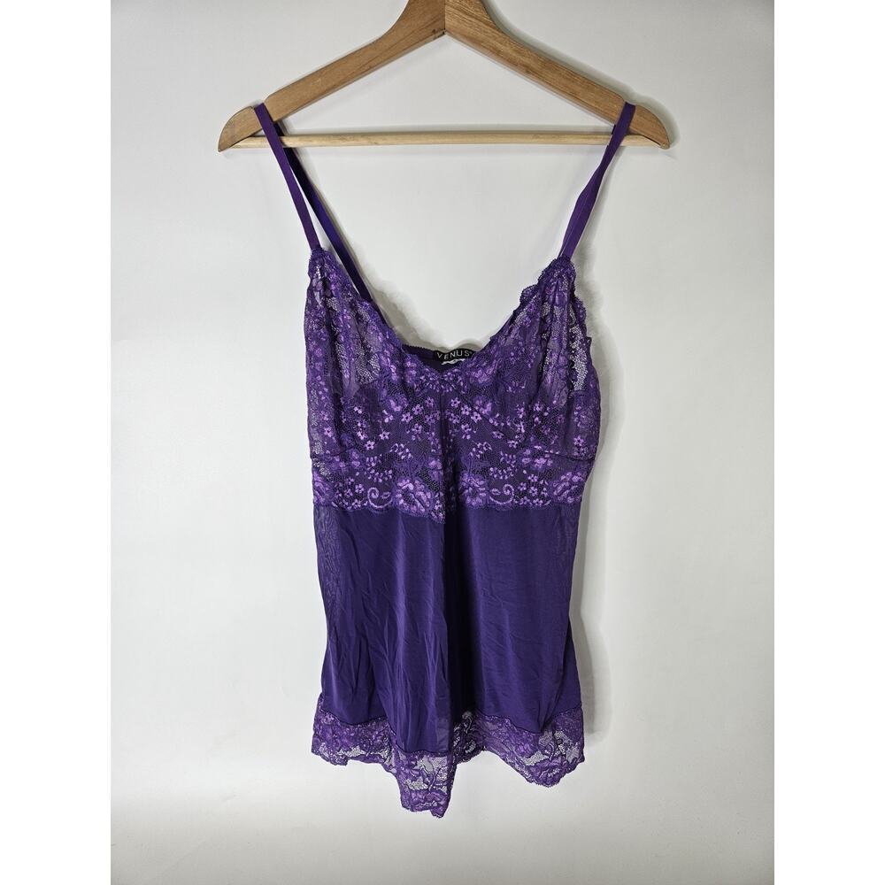 Purple Lingerie Venus Floral Nightgown Size M Adjustable Straps